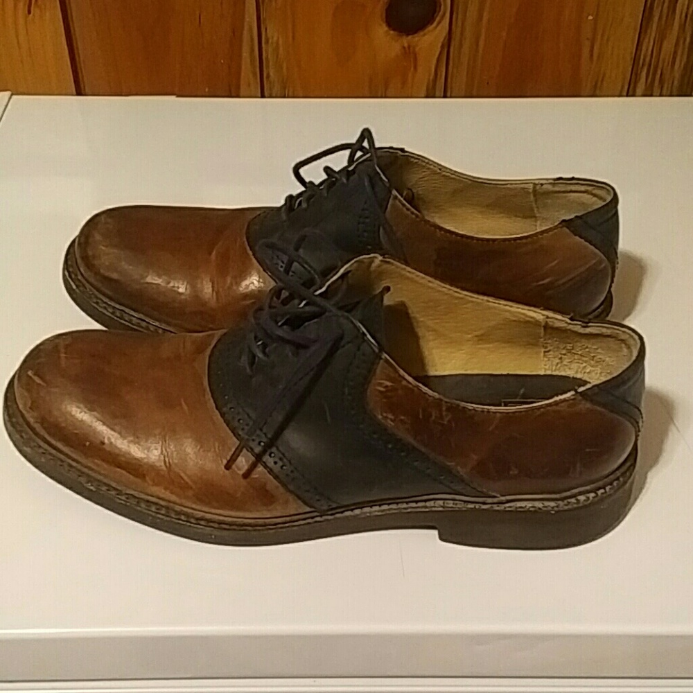 Mens Frye saddle oxford leather shoes